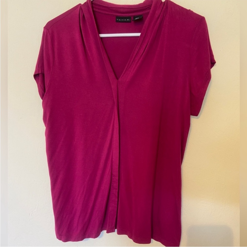 Tahari Plum V-Neck Top